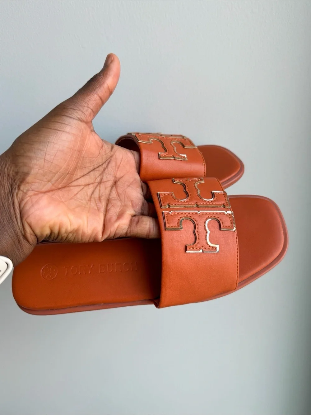 Tory Burch Orange DOUBLE T SPORT SLIDE
